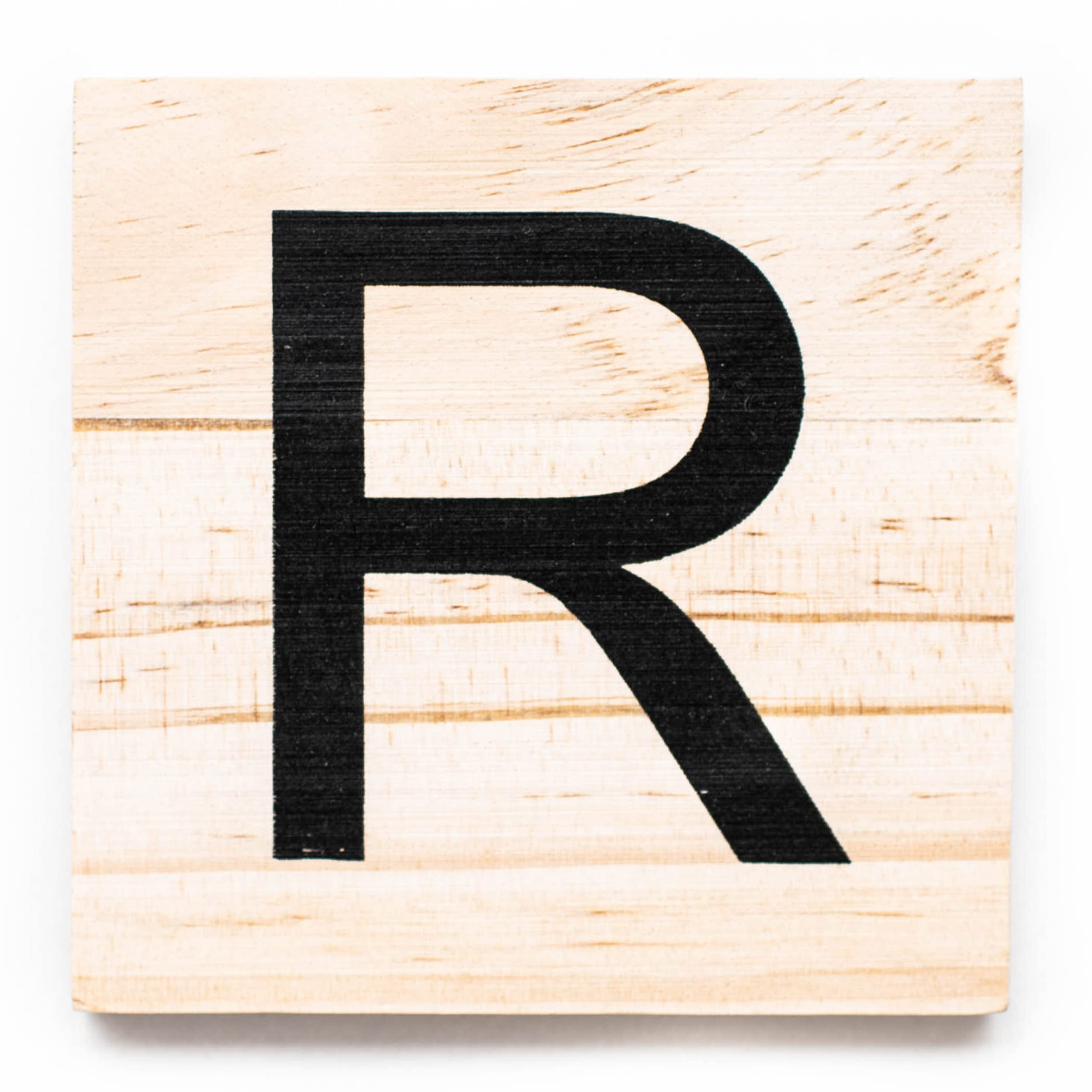Stiles Letter Tiles, Wooden Crossword Wall Letters for Living Room, Dining Room, Kitchen, or Bedroom, 3.5 Inch, Letter R