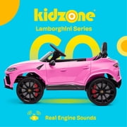 Kidzone 12V 7AH Kids Ride On Car Licensed Lamborghini Urus Electric Vehicle High/Low Speed With 2.4G Remote Control, Horn, Radio, USB Port, Spring Suspension, Opening Door, LED light, Pink