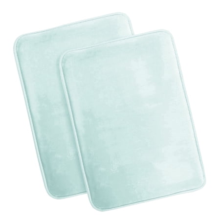 Nestl Set of 2 Absorbent Memory Foam Bath Mat Set Bathroom Rugs Aqua Small 17 x24