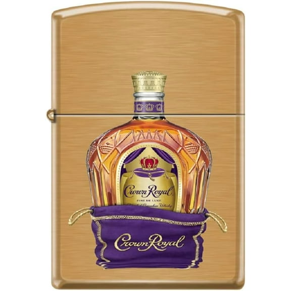 Zippo Lighter -for Crown Royal Purple Bag Bottle Brushed Brass Lighter #Z5349
