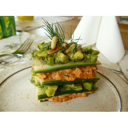 Art Alligator - Framed Art for Your Wall Dill Avocado Cucumbers Lasagna Starter Eat 10x13 Frame