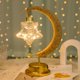 thumbnail image 1 of 1pc Lámpara de Arte en Hierro con Cuerda de Cáñamo y Estrella y Luna LED Adecuada para Fiestas Festivas, Luz de Mesa para Dormitorio Hogareño Modelando Ambiente,, 1 of 10