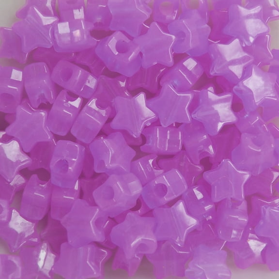 Star Beads Purple Nightglow Glow in The Dark 13mm Pony Beads Large Hole