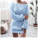 thumbnail image 1 of Ropa de mujer Vestido de otoño e invierno Vestido estilo suéter de punto con mangas abullonadas y hombros descubiertos estilo europeo y americano, 1 of 6