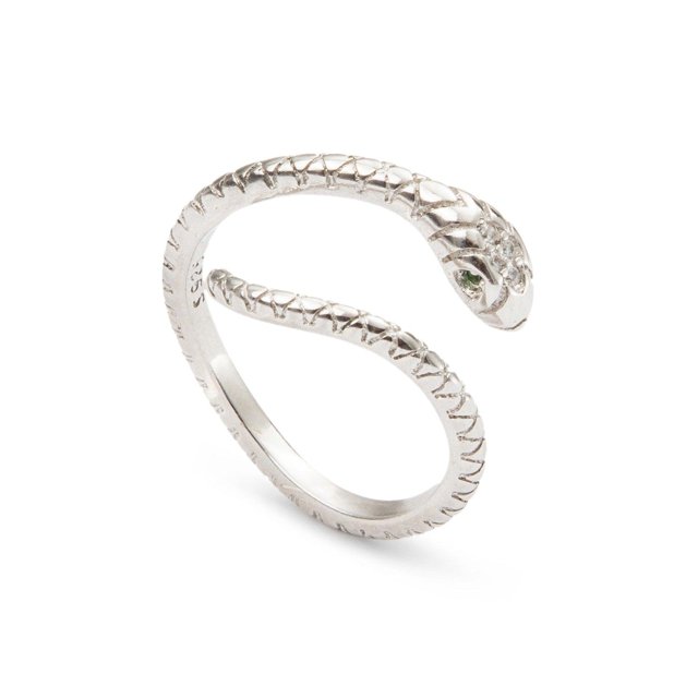 Anillo Serpiente con Zirconia AAA Verde Plata .925 plateado 6 Ametrinaa PMRD0004