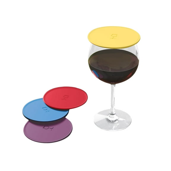 Drink Tops Tap and Seal Outdoor Drinking Glass Cover - Gently Suctions to Glasses to Keep Particles Out & Reduce Splashing - Perfect for Wine Glasses, Coffee & Tea Mugs - Vintage Pinot