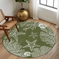 thumbnail image 2 of Round Area Rug 7 Ft, Sage Green Coastal Washable Non-Slip Circle Carpet for Living Room/Bedroom, Starfish Coral Summer Beach Ocean Low-Profile Large Runner Mat Collection Rugs for Indoor, 2 of 8