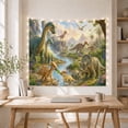 thumbnail image 5 of Dinosaur Herd in a Lush River Valley, Playful Illustration for Dinosaur Lovers, Prehistoric Nature Decor, Birthday Gift, Tapestry Wall Hanging for Bedroom, Living Room and Dorm, 5 of 7