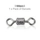 thumbnail image 4 of 100 Uds Giratorios de pesca de barril rodante accesorios de aparejos de pesca de níquel negro de acero inoxidable sedal de pesca para conectores de gancho ANGGREK Otros, 4 of 8