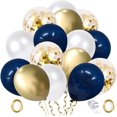 thumbnail image 1 of Kit de arco de globo, corona de globo azul marino, globos de látex blanco y dorado con confeti dorado, decoraciones para fiesta de cumpleaños, baby shower, boda. Afortunado Sencillez, 1 of 4