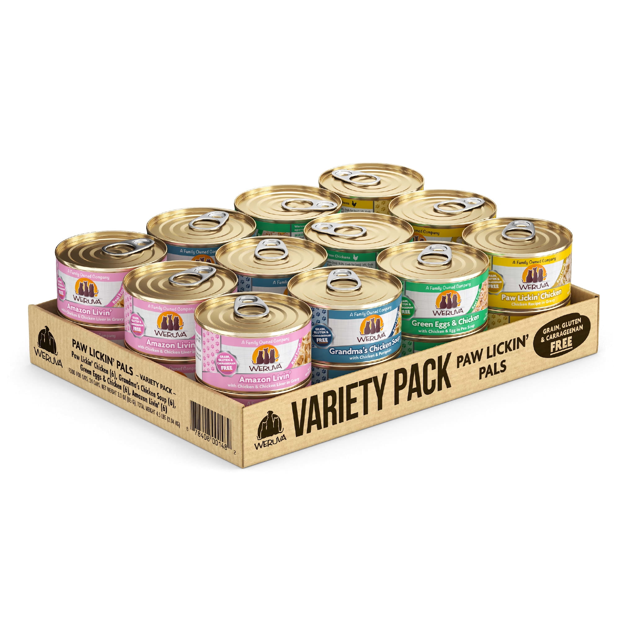 Weruva Classics Paw Lickin' Pals Variety Pack Wet Cat Food, 3 oz., Count of 24