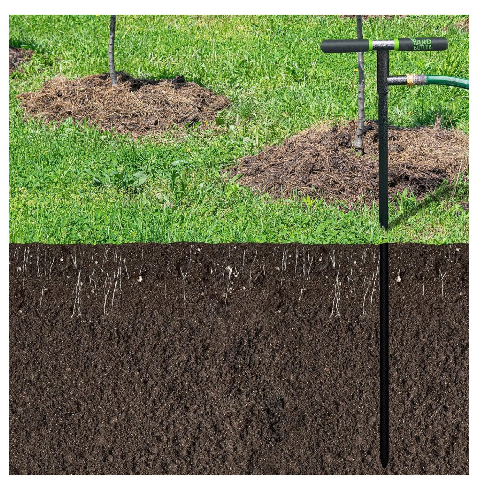 Yard Butler 36 Inch Deep Root Irrigator - Drip Watering Irrigator Tool - Soil and Root Penetration - Deep Plant and Tree Root Watering Feeder Tool Irrigation System Wand T-handle