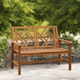 thumbnail image 2 of LuxenHome Carmel Solid Wood Outdoor Loveseat Park Bench, 2 of 6