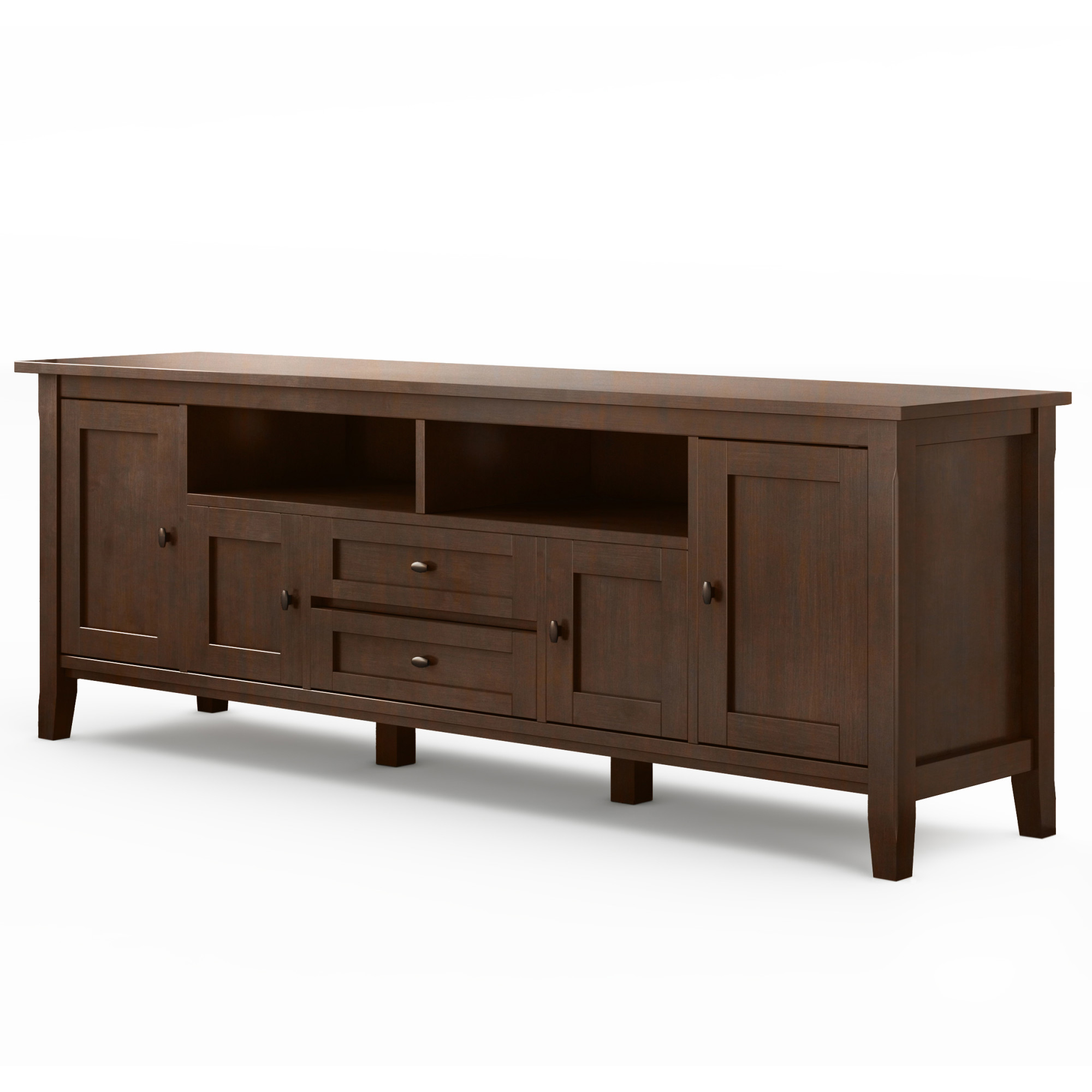 Brooklyn + Max Lexington Solid Wood 72 inch Wide Rustic TV Media Stand in Russet Brown For TVs