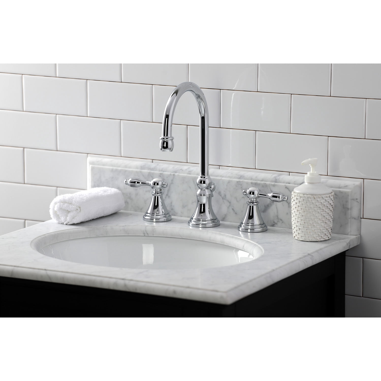 Kingston Brass KS2981TAL Tudor Widespread Bathroom Faucet with Brass Pop-Up, Polished Chrome