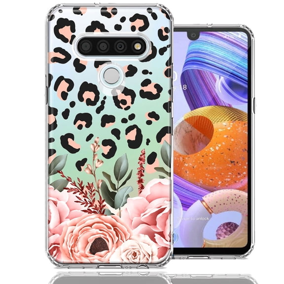MUNDAZE Case For LG Stylo 6 Classy Blush Peach Peony Rose Flowers Leopard Phone Cover