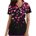 thumbnail image 2 of Fewfanhot Womens T Shirts Printed V-neck Short Sleeved Pocket Scrub Top, 2 of 5
