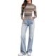 thumbnail image 2 of INSPIRE CHIC Camiseta de rayas de mujer de manga larga, casual, ajustada, de cuello alto, para primavera, otoño y fiesta de Navidad 2026 XS Rayas marrones, 2 of 6