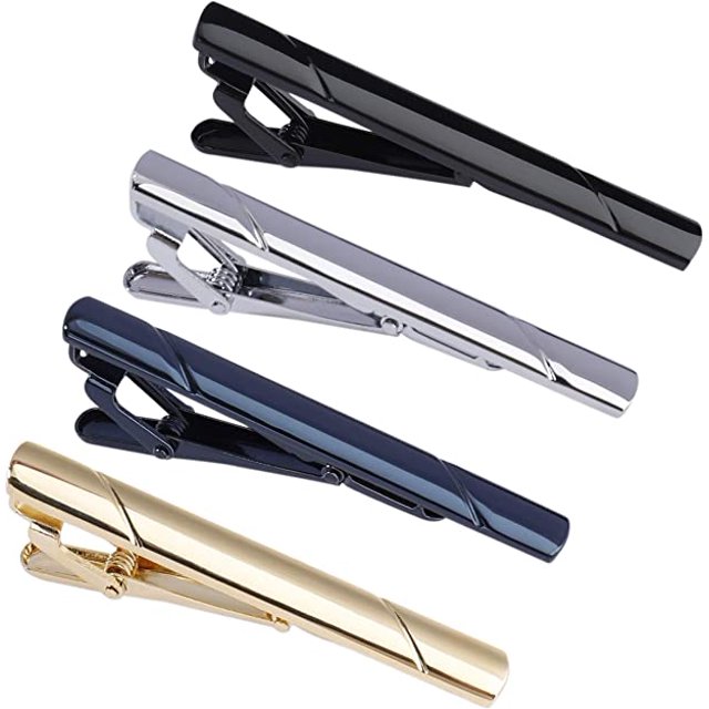 Clips de Corbata 4 Piezas Sailing Clip de Camisa de Cuello Delgado Negro Dorado Plata Azul