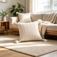 thumbnail image 2 of Boho Throw Pillow Cover 18x18in, Knitted Decorative Cushion Case with Tassel Fringe, Herringbone Texture, White Pillow Cover for Sofa Couch Bedroom, 2 of 8