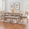 thumbnail image 2 of Linon Jordan Six Piece Upholstered Dining Set with Bench in Gray Washed Wood, 2 of 20