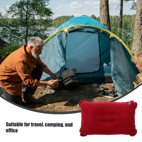 UPGRATOR Inflatable Camping Pillows for Sleeping 1Pcs Red Flocking Material 42x28x0.2in