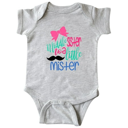 

Inktastic Middle Sister to a Little Mister Gift Baby Girl Bodysuit