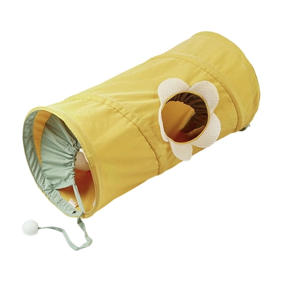 Cat Play Tunnel, Foldable Yellow Small Size Cat Tunnel Toy For Indoor Cats, 1 Pack Cat Interactive Play Tube Tunnel Cat Toy
