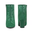 thumbnail image 2 of BLISSFUL STEP Women's Ankle Boots Lace Pointed Toe Chunky Heel Zipper Dress Booties Dark Green 6, 2 of 7