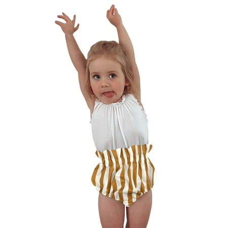 

ZHUASHUM Toddler Baby Girl Basic Plain Crushed Print Bloomers Shorts Loose Shorts