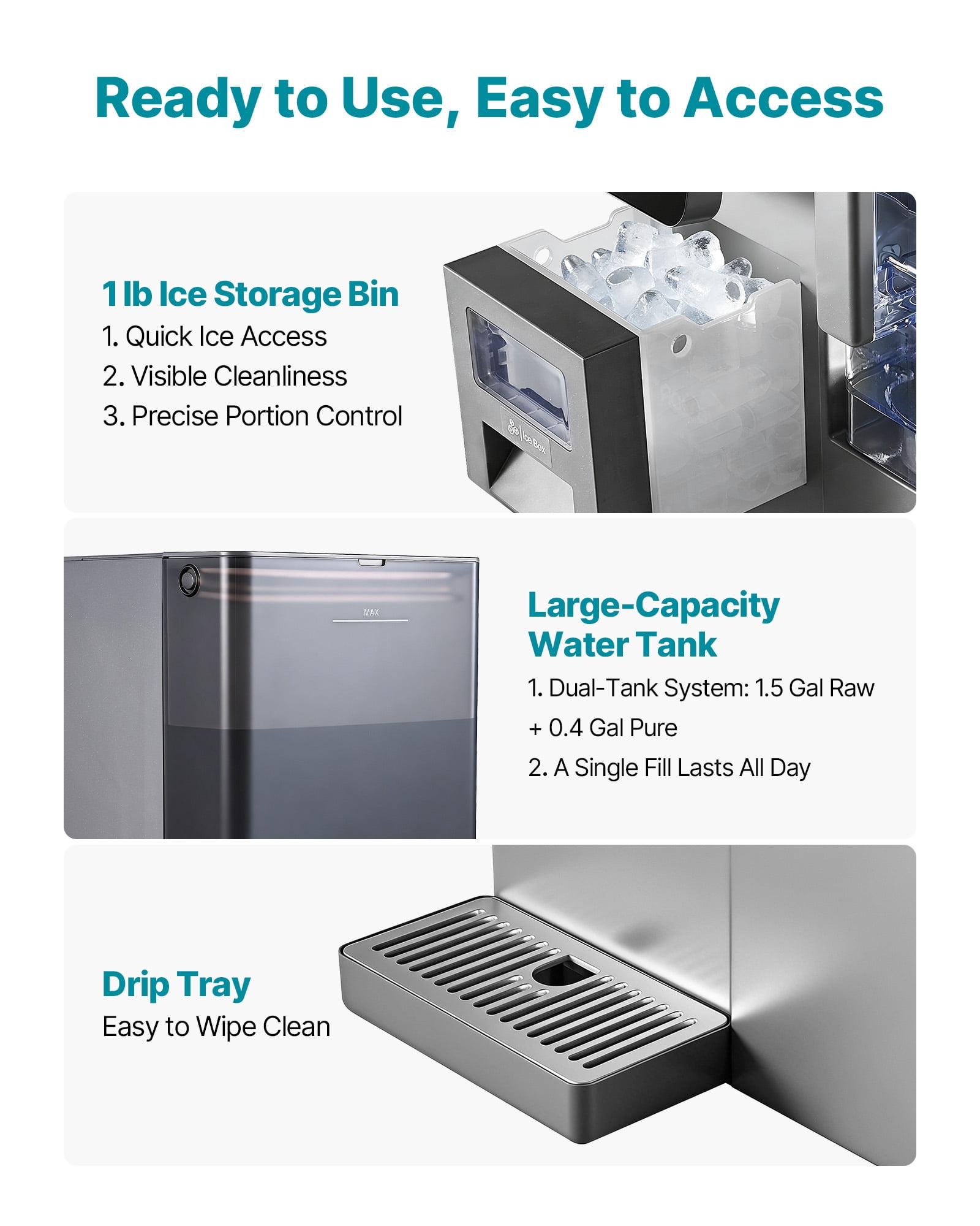 VEVOR Ice Maker Water Filter Dispenser, 4-in-1 Countertop Ice Making Machine with Room Temperature, Hot & Cold Water, 6-Stage RO Filter + Mineralization Filter, Multi-Functional for Home Office Party