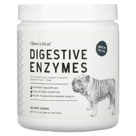 UPC: 0708176143780 | Chew + Heal Digestive Enzyme Supplement for Dogs – 120 Soft Chew Treats
