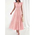 thumbnail image 3 of PRETTYGARDEN Womens Boho Maxi Dresses Summer Floral Lace Eyelet V Neck Spring Wedding Guest Dress Beach Vacation Clothes, 3 of 8