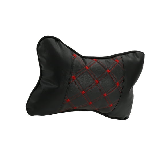 Unique Bargains 1 Pc Universal Car Neck Pillow Car Seat Headrest Pillow for Neck Back Breathable PU Leather Black Red