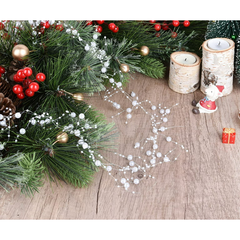 Christmas Tree Bead Garland, Twisted Beads Christmas Tree Pearl Garland  Xmas Tree Bead for Christmas Party Tree Fireplace Wreath Ornaments (18 Feet)