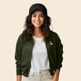 thumbnail image 3 of Dalix Flamingo Embroidered Fleece Cropped Zip Hoodie Cold Fall Winter Womens in Military Green L Large, 3 of 5