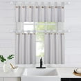 thumbnail image 3 of DSstyles Linen Striped Tier Curtains with Solid Button Small Valance Rod Pocket Tailored One Panel Kitchen Curtain Cafe Curtain for Living Room, Bathroom, Kitchen, 3 of 8