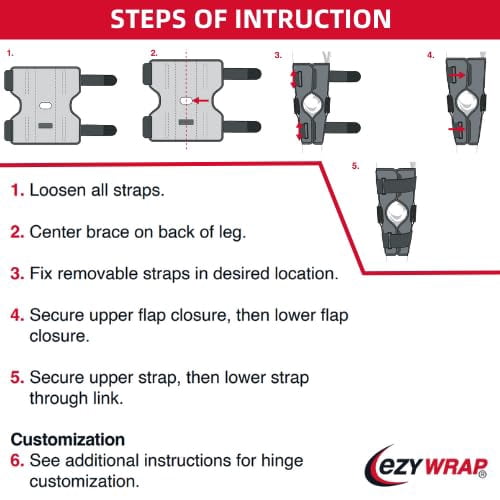 Ezy Wrap Rally Hinged Knee Brace – Fully Adjustable Knee Braces for Knee Pain Relief – Comfortable, Breathable Knee Wraps w/Removable Dual Axis Hinges – Knee Support for Women & Men