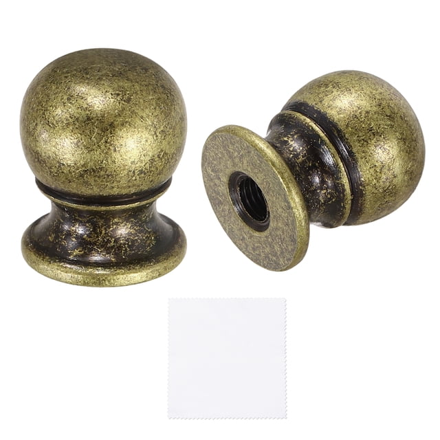 Uxcell 2Pcs 1" Tall Lamp Finials Bronze, 1/4-27 Thread Lamp Cap Knob Decoration Screw Cap Nuts with Cleaning Cloth for Table Floor Lighting Fixtures Shade Holder Decor
