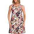 thumbnail image 1 of Fotbe Guitar Skull rock Vestido de Verano sin Mangas para Mujer – Vestido Midi Línea A, Estilo Camiseta Floral, Vestido Playero Casual y Fluido, 1 of 7