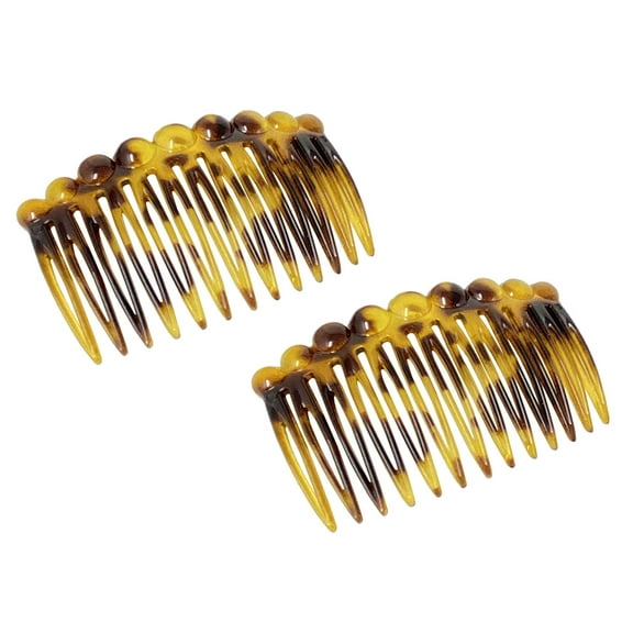 Parcelona French Circles Edge Light Shell Small 2 ¾” Set of 2 Side Hair Combs