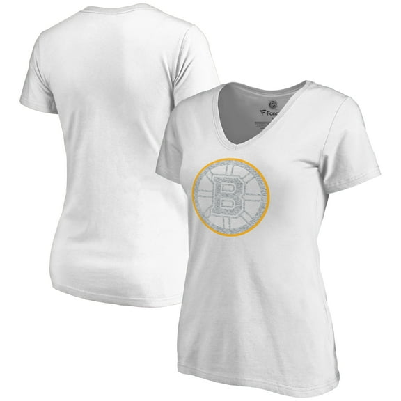Women's White Boston Bruins Whiteout V-Neck T-Shirt