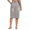 thumbnail image 3 of INSPIRE CHIC Women's Denim Skirts High Waist Back Slit Knee Length Jean Skirts Grey XL, 3 of 6