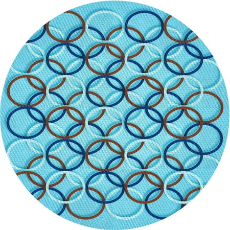 

Ahgly Company Indoor Round Patterned Blue Ivy Blue Area Rugs 8 Round