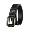 thumbnail image 1 of Bruno Marc Men's Genuine Leather Double Prong Dress Casual Jeans Belt ABBL213M BLACK Size 42-46, 1 of 5