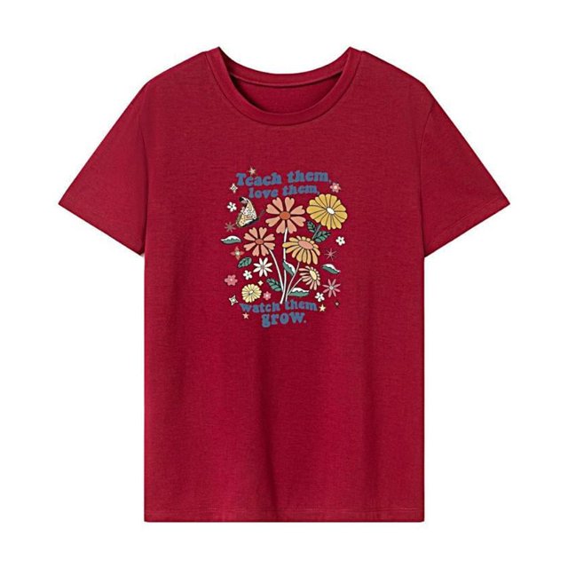 Camiseta de Cuello Redondo para Mujer, Top Informal Sencillo de Verano para Playa, Vacaciones de Senderismo XL