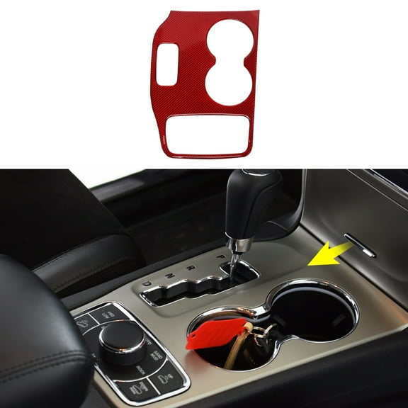 Unique Bargains ABS Gear Shift Knob Button Cover for Jeep Grand Cherokee 2014-2015 Console Gear Panel Control Decal Trim Sticker Interior Accessories Red