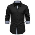 thumbnail image 3 of Aofany Men Business Casual Patchwork Button Shirt Long Sleeve Turn-down Collar Blouse Tops, 3 of 9