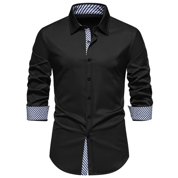 Eagokdc Man Fashion Shirts Casual Button Down Long Sleeves Collar Work Tall Blouse Shirt Size S-2XL