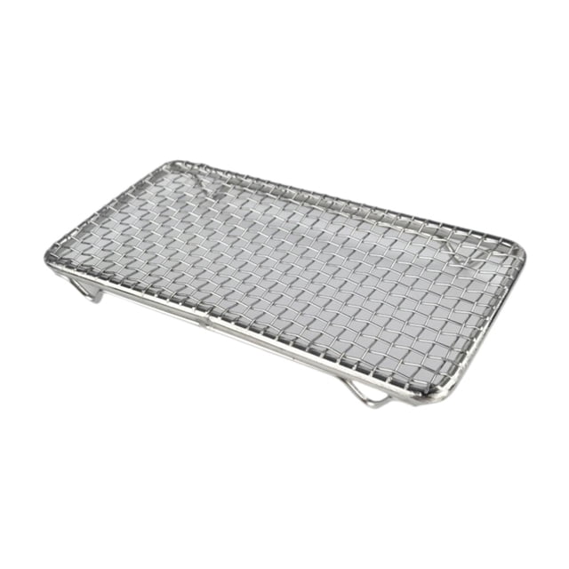 S SERENABLE Japanese Barbecue Net Stainless Steel Mesh Easy to Clean Rectangle Barbecue Grill Mesh Rack for Camping Draining Food Cooling 20cmx10cmx1.5cm